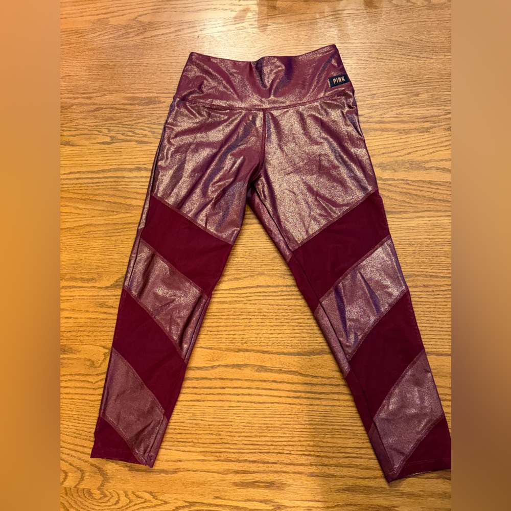 PINK Victoria's Secret Ultimate Metallic Mesh Sport Leggings Size Large